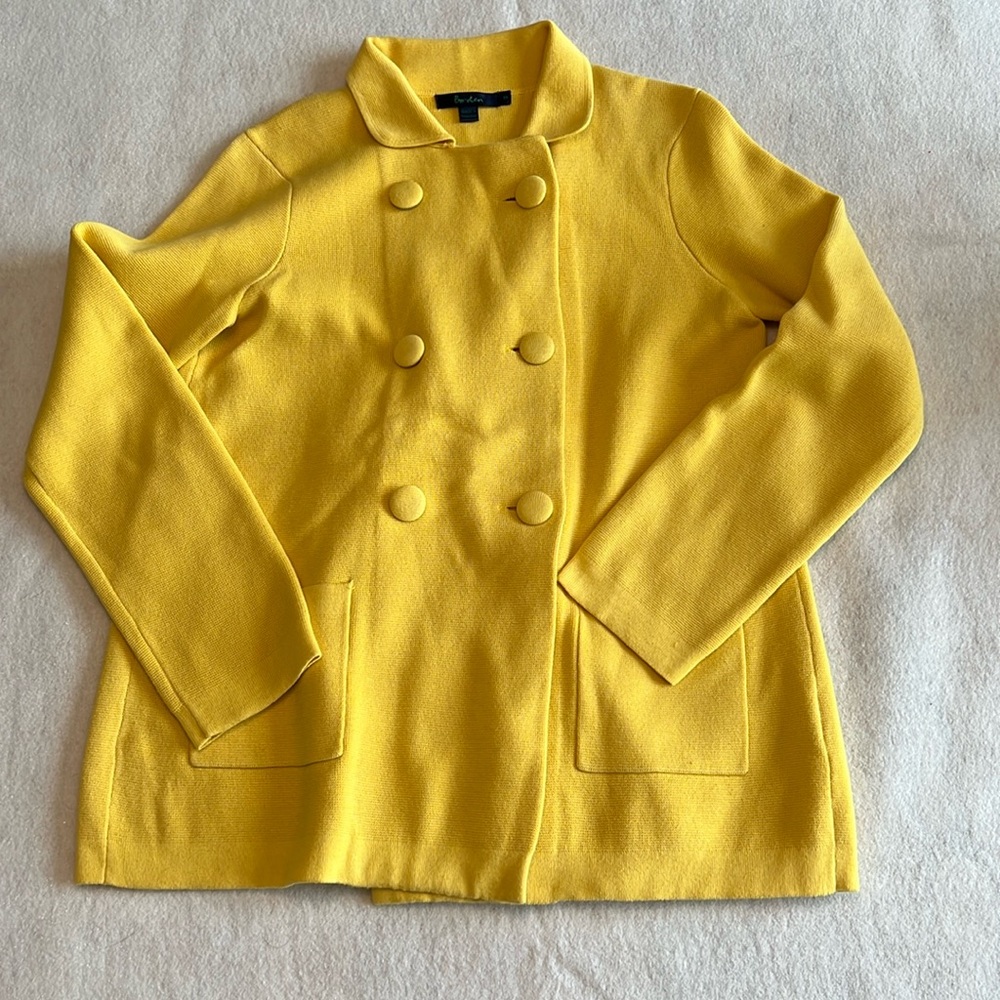 Boden Yellow Double-Breasted Peacoat Jacket